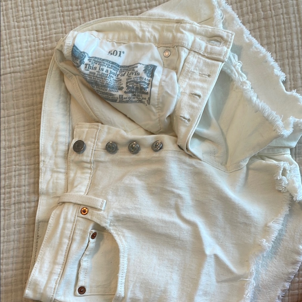 Levi's white denim shorts